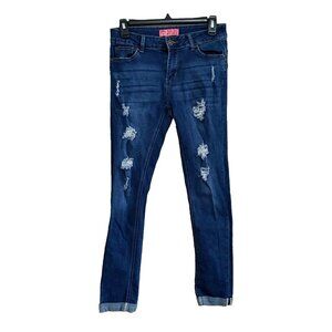 Wax Skinny Jeans Butt I Love You Womens Size 7 Distressed Cuffed Hems Denim
